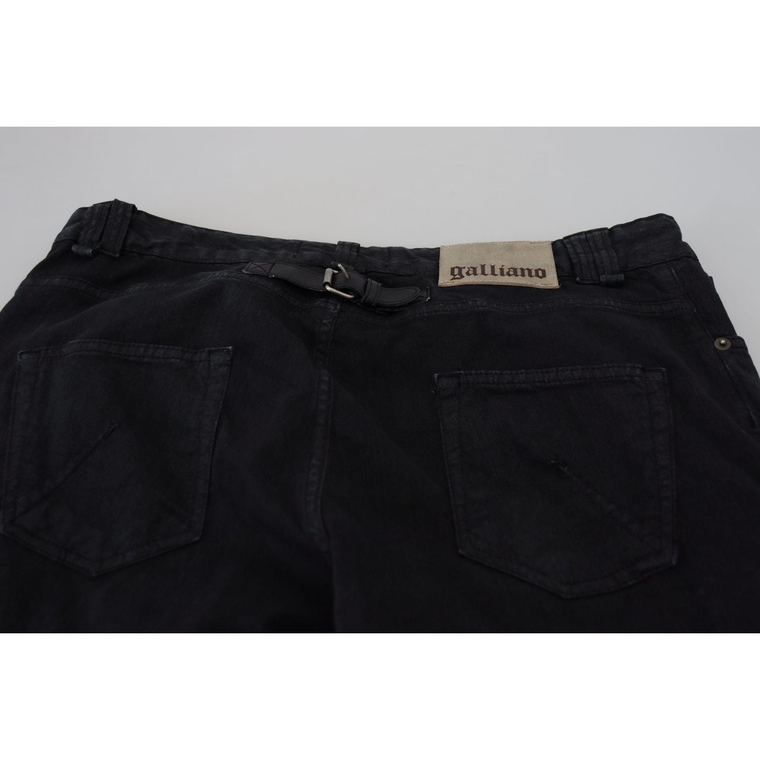 John Galliano Black Cotton Back Buckle Casual Denim Jeans