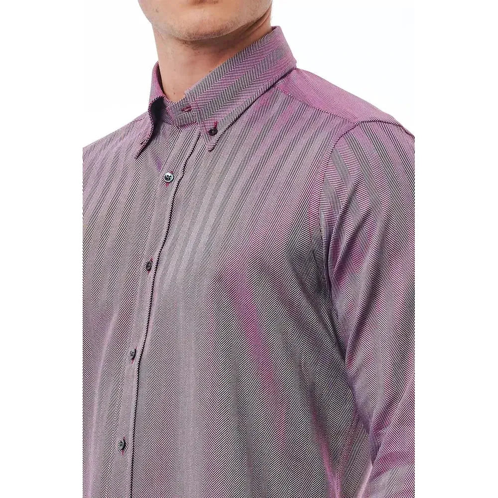 Bagutta Burgundy Cotton Men Shirt