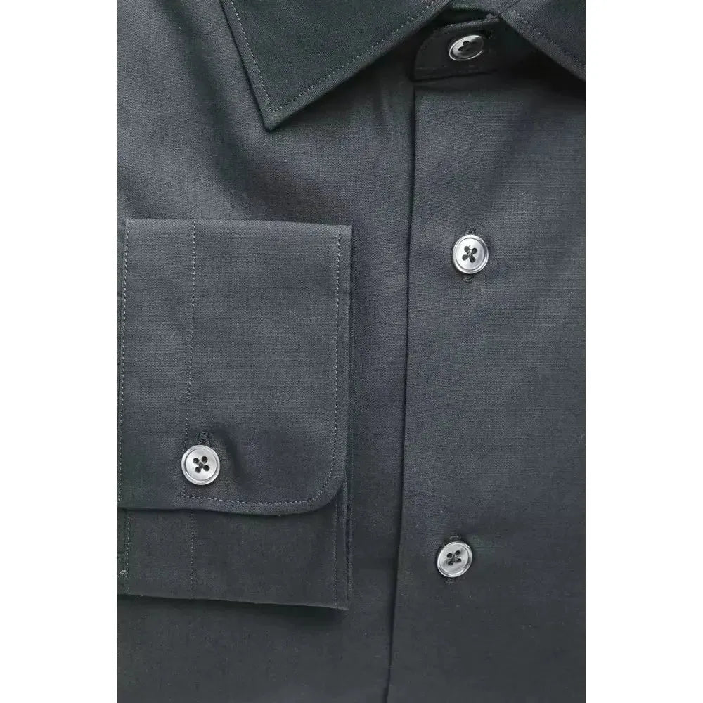 Robert Friedman Black Cotton Men's Slim Shirt