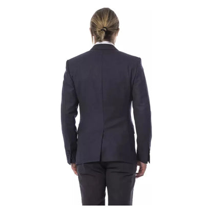 Verri Elegant Blue Wool Single-Breasted Blazer