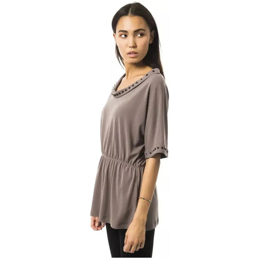 BYBLOS Gray Polyester Women T-Shirt BY-17696-IT42|M