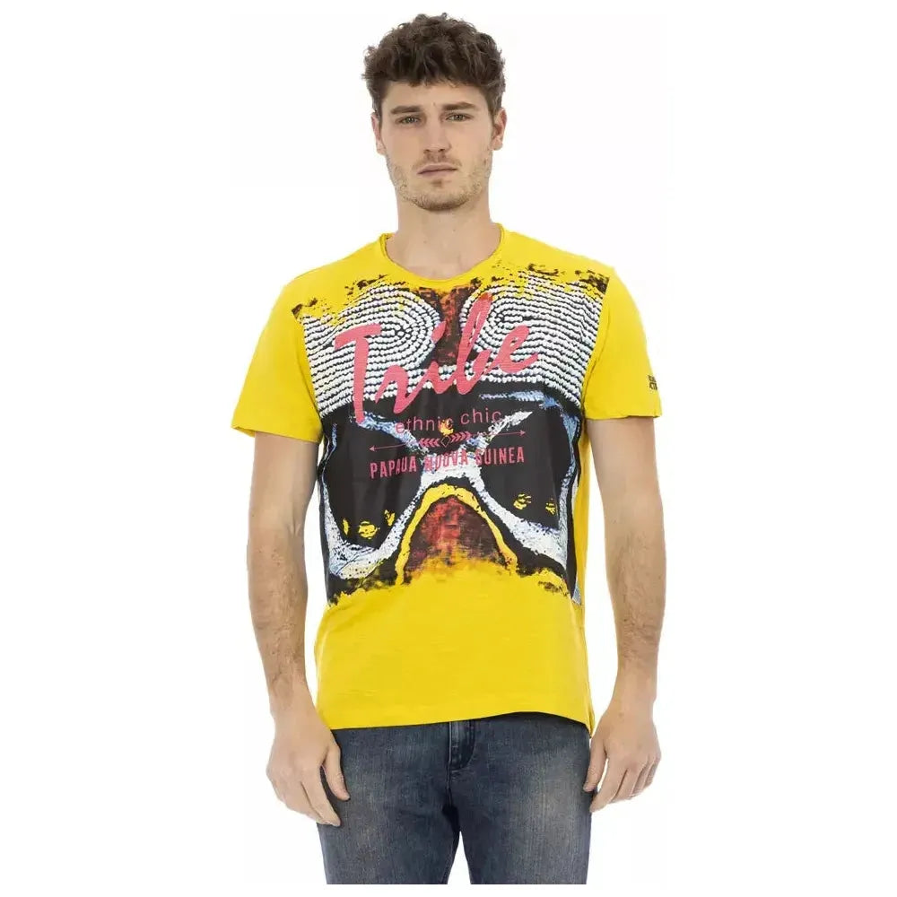 Trussardi Action Yellow Cotton Men T-Shirt TR-22733-XXL