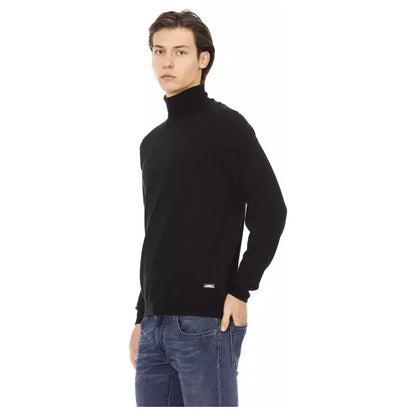 Baldinini Trend Black Fabric Men Sweater with Turtleneck Design