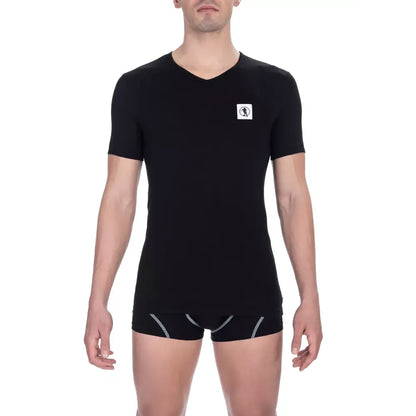 Bikkembergs Black Cotton Men's V-Neck T-Shirt