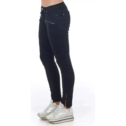 Frankie Morello Black Cotton Women Jeans Jeans & Pants
