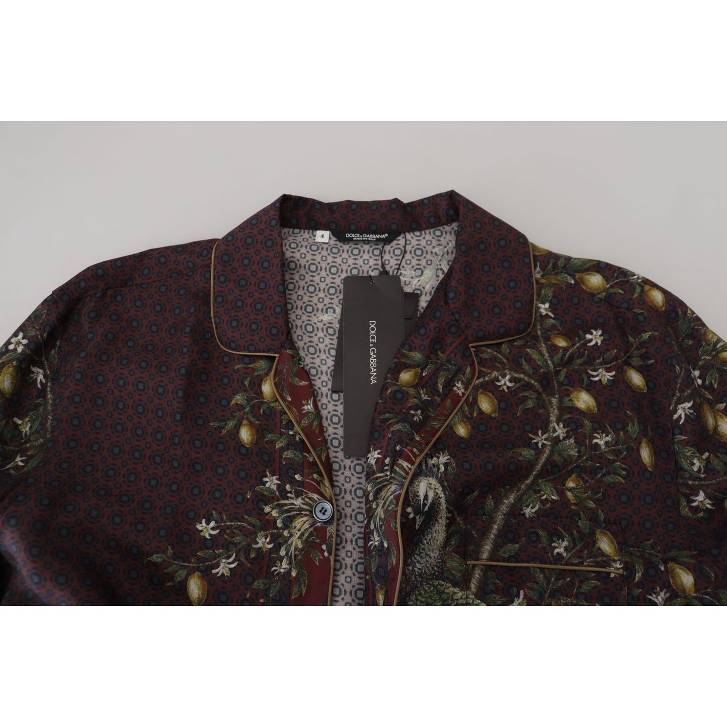 Dolce & Gabbana Bordeaux Ostrich Silk Satin Casual Mens Shirt
