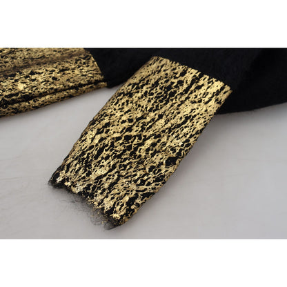 Dolce & Gabbana Black Gold Turtleneck Mohair Pullover Mens Sweater