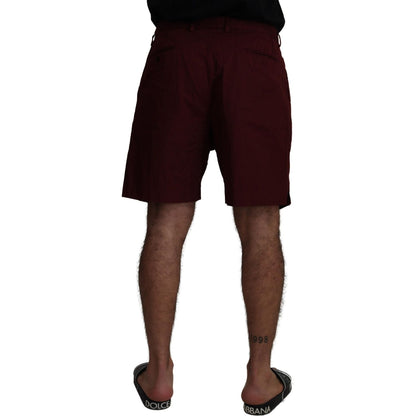 Dolce & Gabbana Maroon Cotton Bermuda Casual Shorts