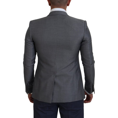 Dolce & Gabbana Gray Wool Silk Slim Fit Jacket Blazer