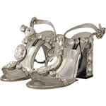 Dolce & Gabbana Silver Crystals Strap Buckle High Heel Sandals