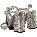 Dolce & Gabbana Silver Crystals Strap Buckle High Heel Sandals