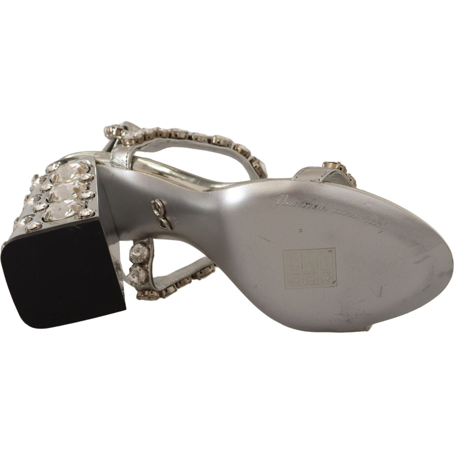 Dolce & Gabbana Silver Crystals Strap Buckle High Heel Sandals
