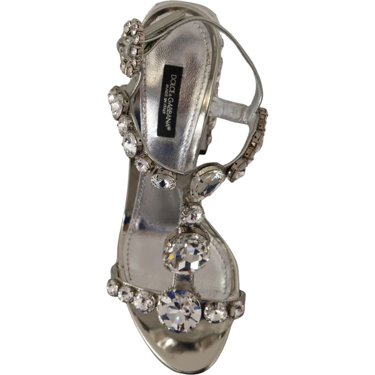 Dolce & Gabbana Silver Crystals Strap Buckle High Heel Sandals