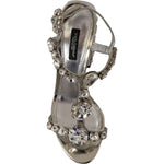 Dolce & Gabbana Silver Crystals Strap Buckle High Heel Sandals