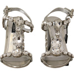 Dolce & Gabbana Silver Crystals Strap Buckle High Heel Sandals