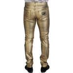 Dolce & Gabbana Gold Cotton Tattered Skinny Men Denim Jeans PAN74266 - 50