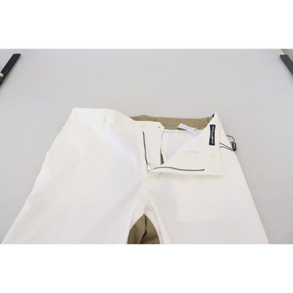 Dolce & Gabbana White Brown Slim Fit Chino Pants
