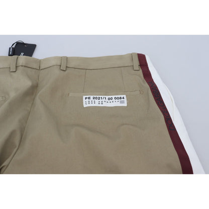 Dolce & Gabbana White Brown Slim Fit Chino Pants
