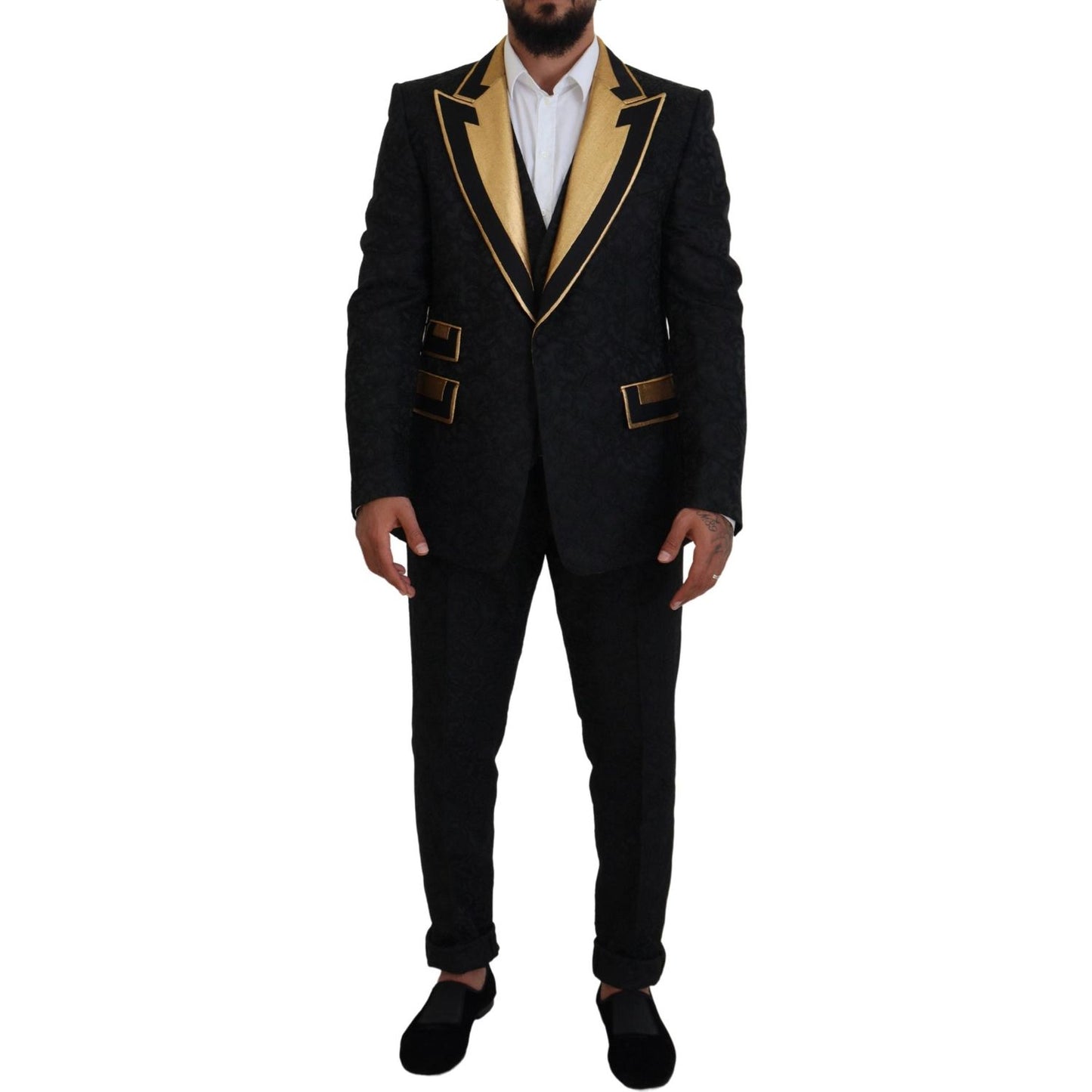 Dolce & Gabbana Black Gold Fantasy Tuxedo Slim Fit Suit