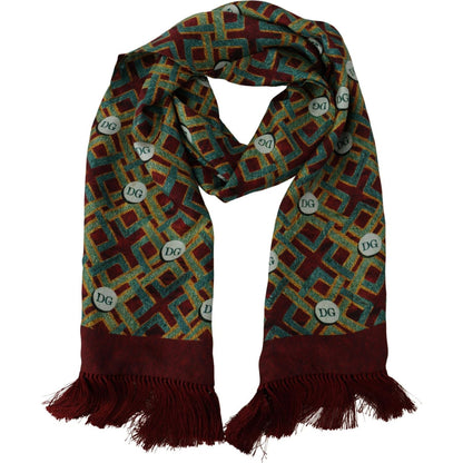 Dolce & Gabbana Multicolor DG Logo Shawl Warm Neck Wrap Fringe Scarf