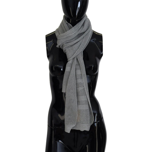 John Galliano Gray Logo Knitted Neck Wrap Shawl Foulard Scarf