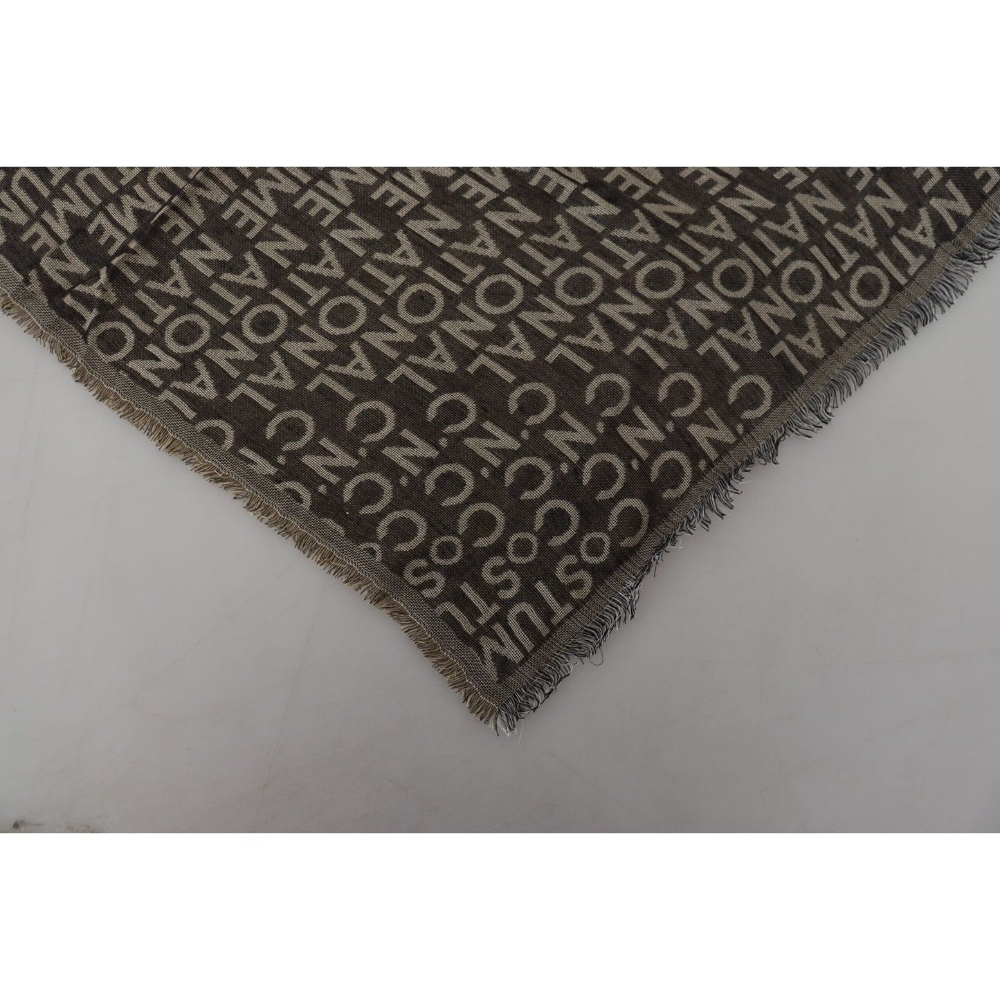 Costume National Gray Logo Knit Neck Wrap Shawl Scarf