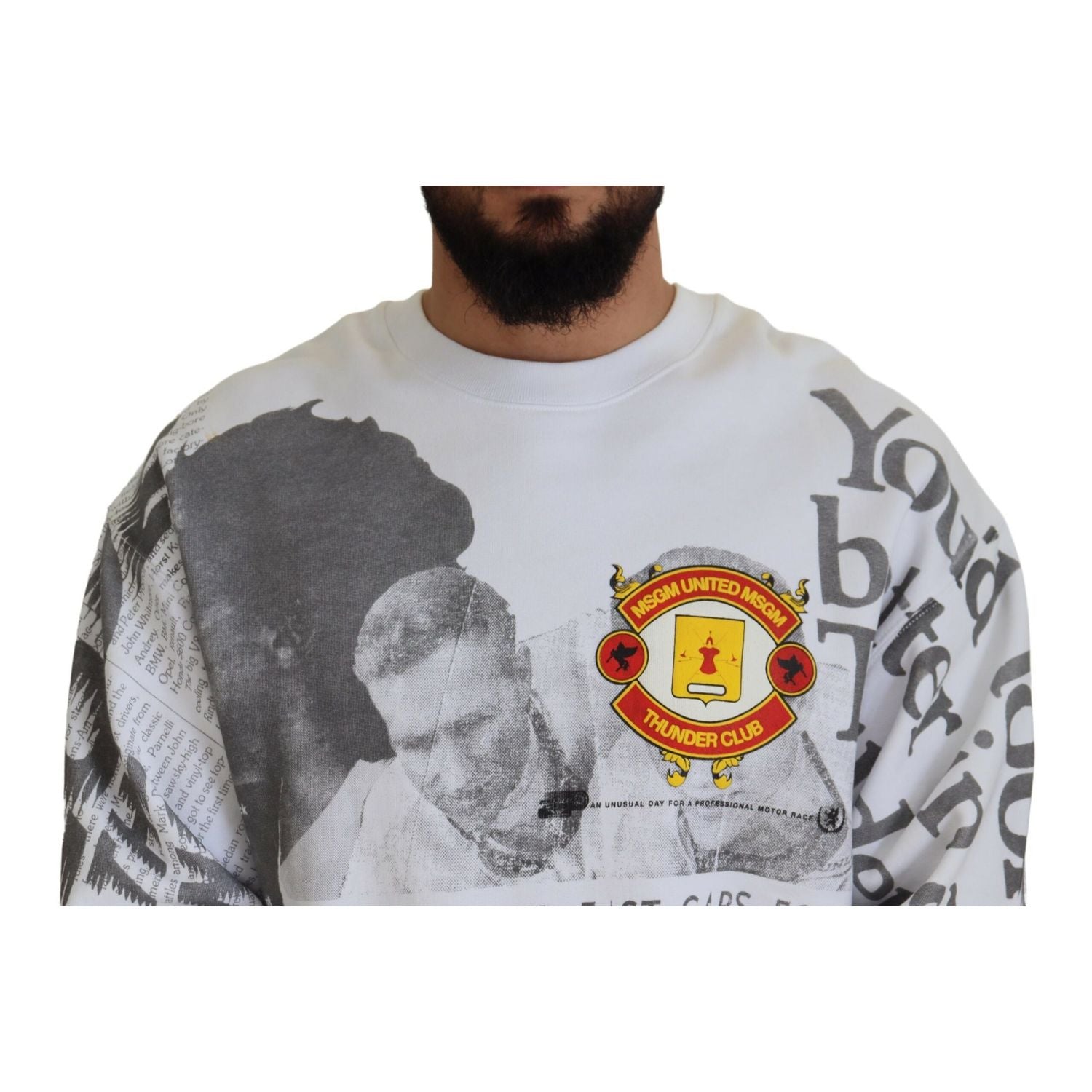 MSGM White Cotton Crewneck Pullover Sweatshirt Sweater