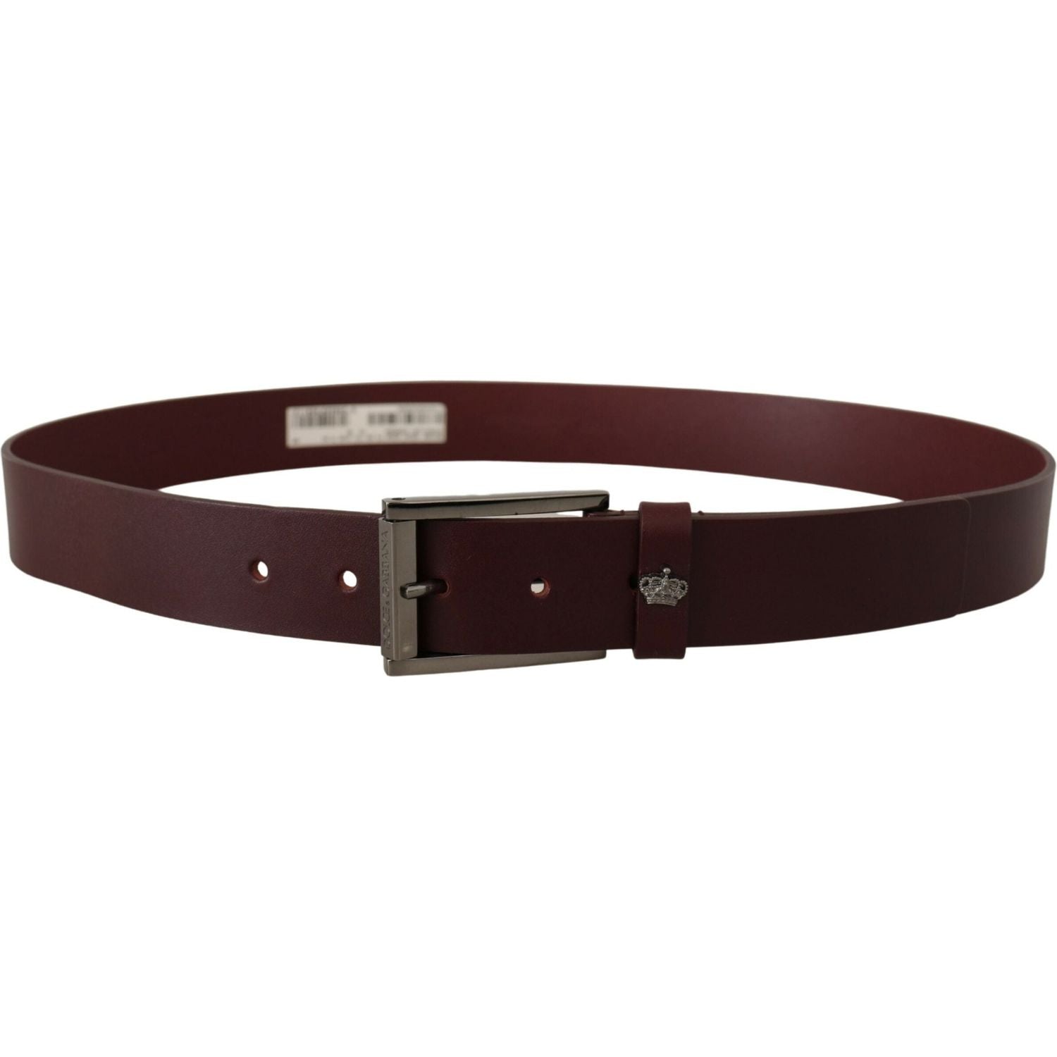Dolce & Gabbana Brown Leather Silver Metal Crown Buckle Belt