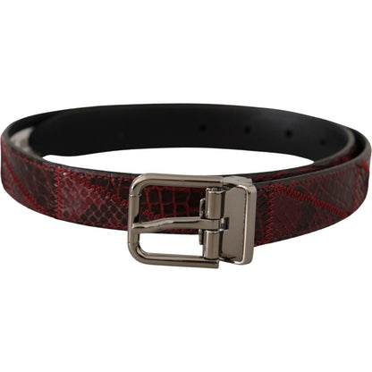 Dolce & Gabbana Red Exotic Leather Metal Logo Buckle Belt