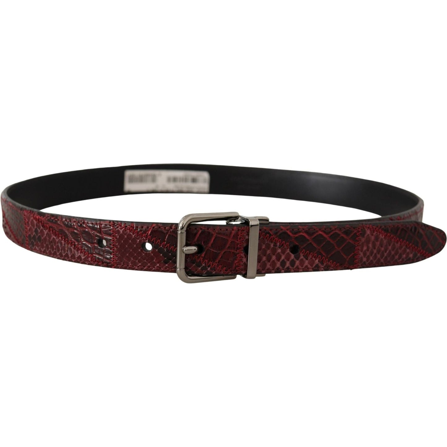Dolce & Gabbana Red Exotic Leather Metal Logo Buckle Belt