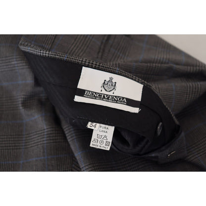 BENCIVENGA Gray Checkered Wool Dress Formal Pants 1728,67345645728,BENCIVENGA,Clothing,Dress Pants - Pants - Clothing,Gray Patterned,IT54 | XL,Jeans & Pants - Men - Clothing,Material: 100% Wool,Men,Men - Clothing,New with tags,Pants - Clothing