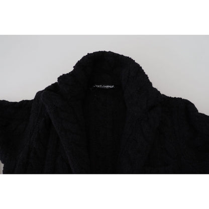 Dolce & Gabbana Black Wool Knit Button Cardigan Sweater