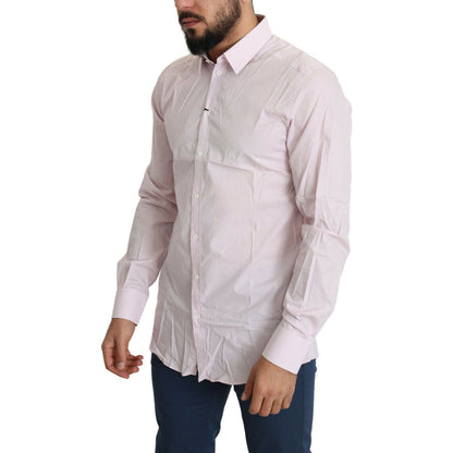 Dolce & Gabbana Light Pink Cotton Formal GOLD Dress Shirt