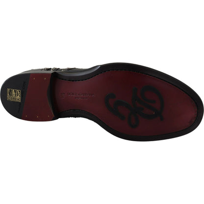 Dolce & Gabbana Black Leather Derby Dress Studded Shoes