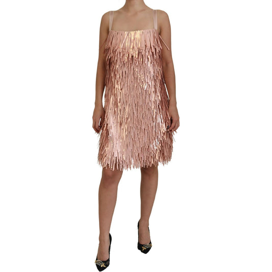 Dolce & Gabbana Pink Tinsel Sleeveless Shift A-line Dress DR28854-40