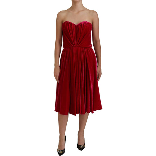 Dolce & Gabbana Pink Viscose Stretch Strapless A-line Dress DR28855-40