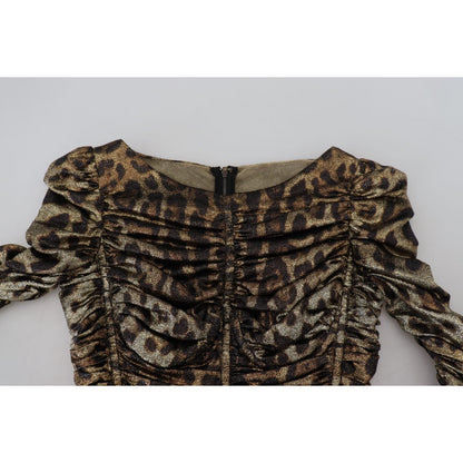 Dolce & Gabbana Multicolor Leopard Bodycon Sheath Midi Dress