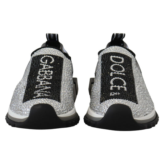 Dolce & Gabbana Silver Rhinestones Sorrento Sneakers Shoes