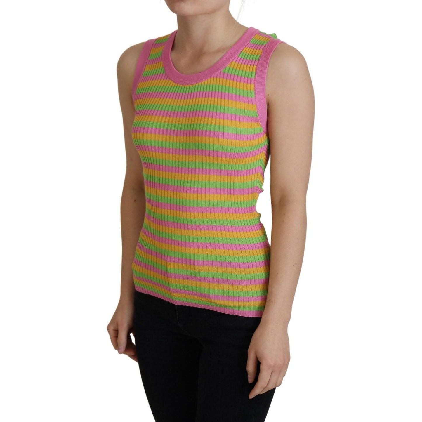 Dolce & Gabbana Multicolor Silk Vest Pullover Tank Top