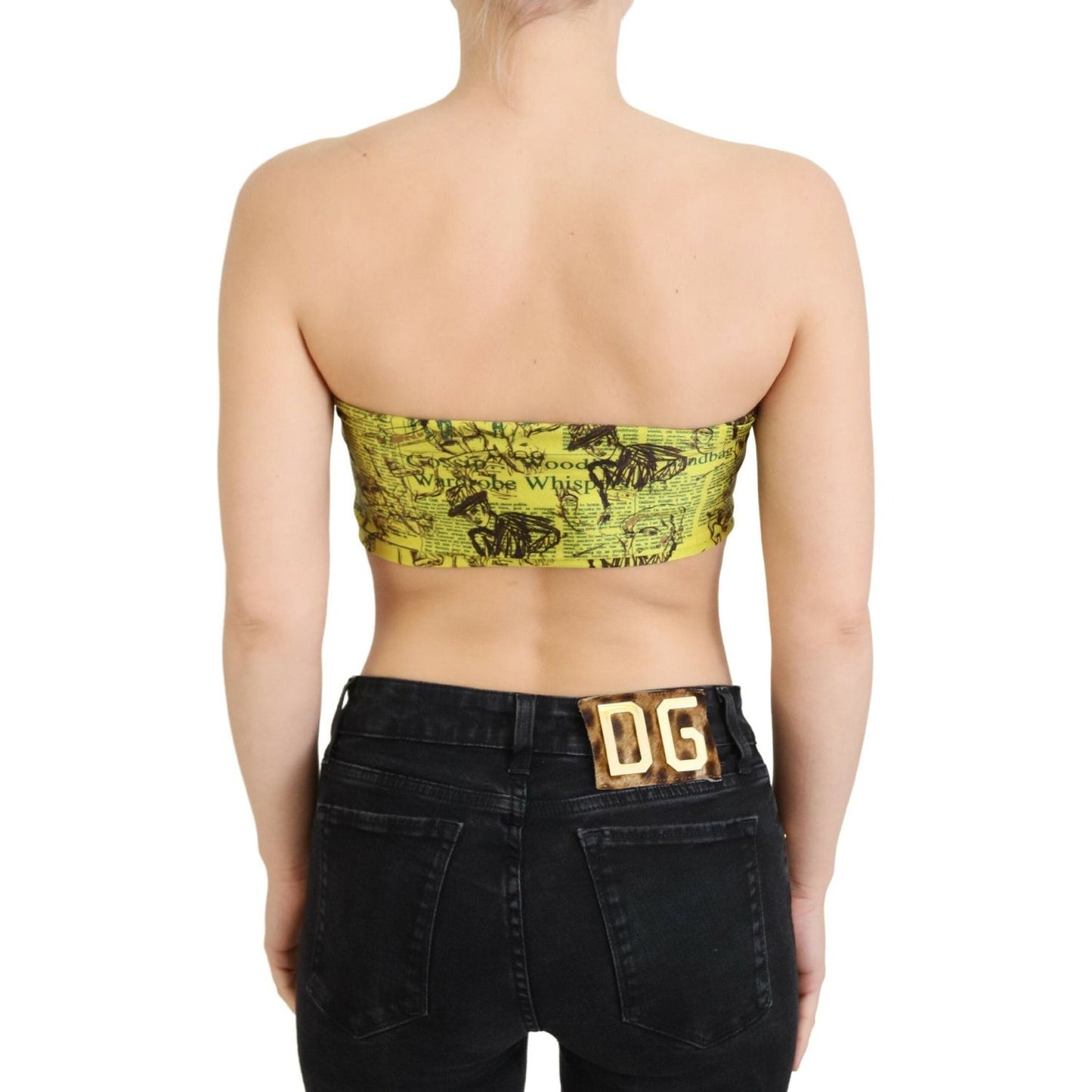 John Galliano Yellow Newspaper Print Cropped Blouse TSH83271-S