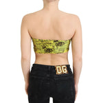 John Galliano Yellow Newspaper Print Cropped Blouse TSH83271-S
