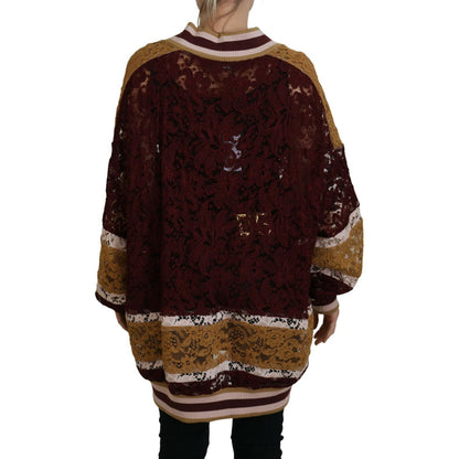 Dolce & Gabbana Multicolor Lace V-neck Pullover Sweater
