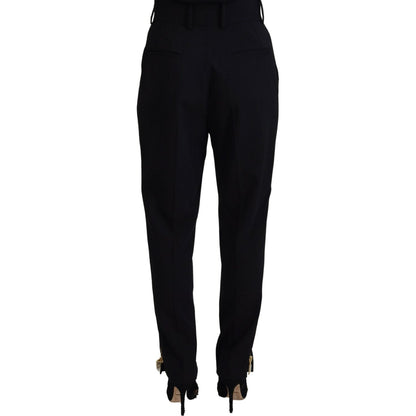 Dolce & Gabbana Black Wool High Waist Tapered Pants