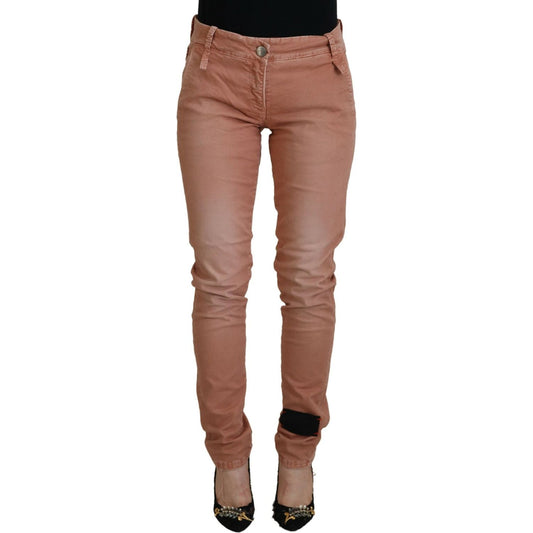 Acht Pink Mid Waist Slim Fit Women Casual Pants PAN71193- 40