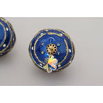 Dolce & Gabbana Gold Brass Blue Dangle Ball Crystal Clip On Earrings SMY101098 | SMY100779