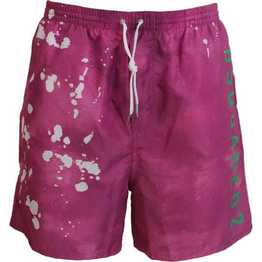 Dsquared² Pink Tie Dye Logo Men Beachwear Shorts Swimwear BIK1652 - 48