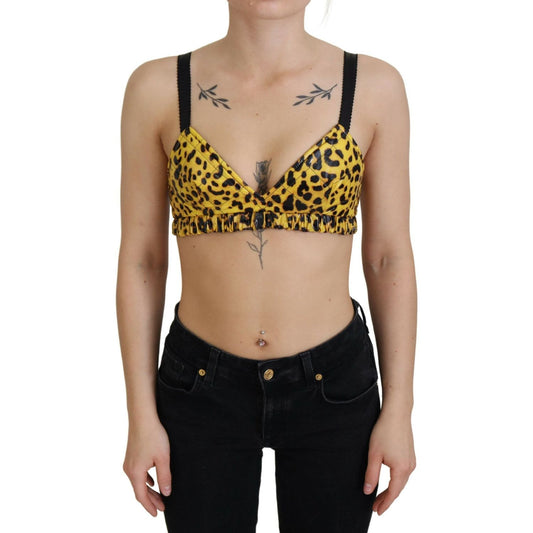 Dolce & Gabbana Yellow Leopard Cropped Bustier Corset Bra Top TSH83156 -40