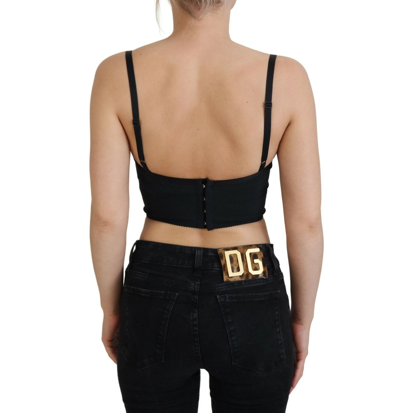 Dolce & Gabbana Pink Leopard Print Cropped Bustier Corset Top TSH83158 -40