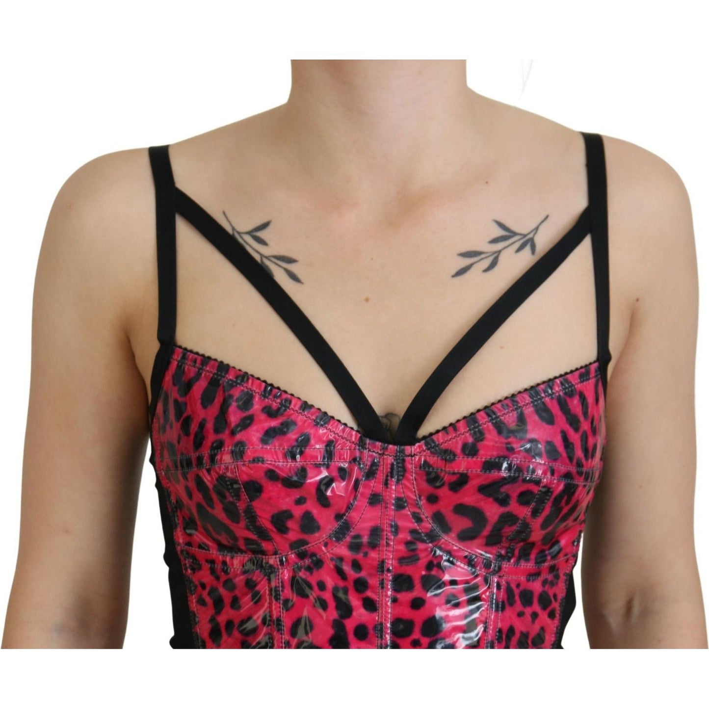 Dolce & Gabbana Pink Leopard Print Cropped Bustier Corset Top TSH83158 -40