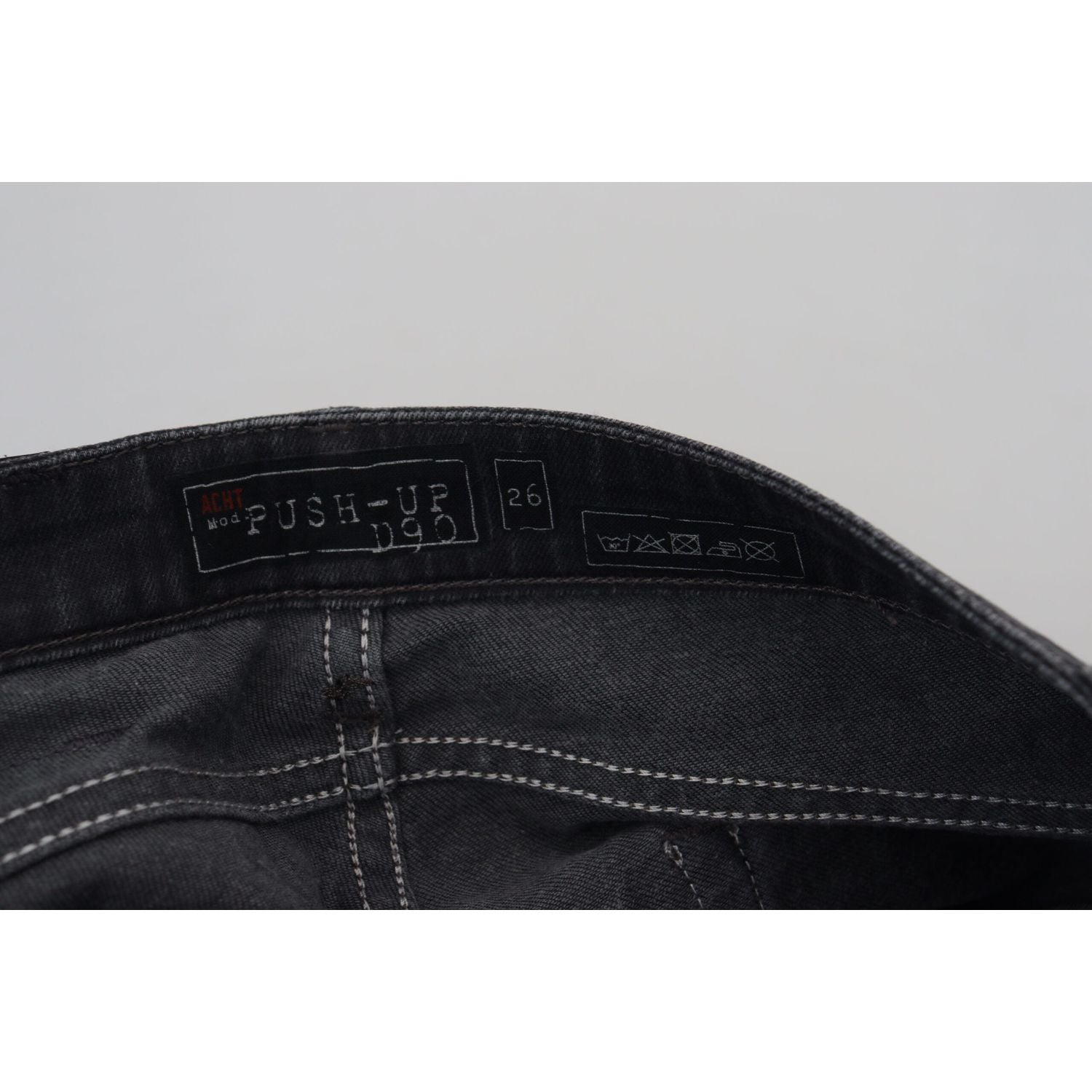 Acht Black Washed Low Waist Slim Fit Cotton Denim Jeans